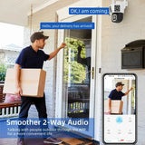 a man is moving a house with a smart door