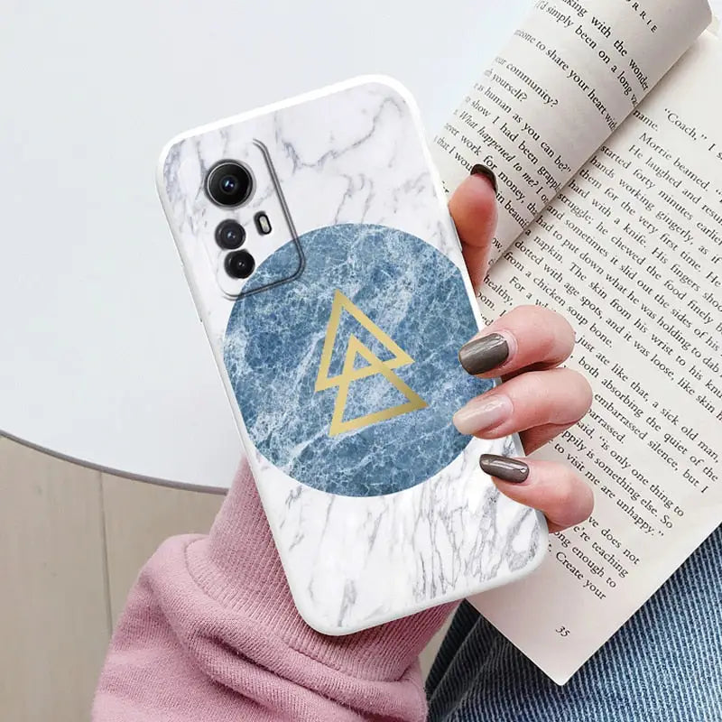 marble phone case with initial initial