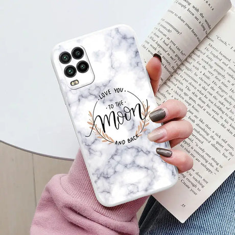 marble phone case with i love you to the moon and back design