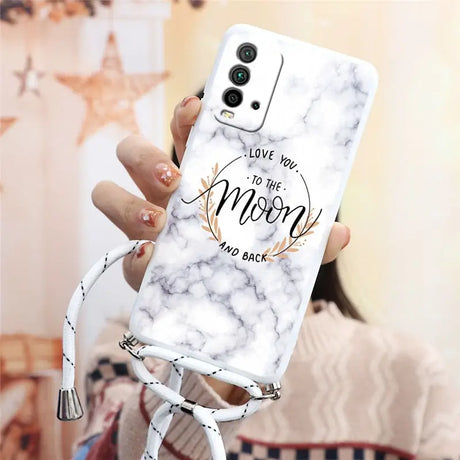 marble phone case with love you to the moon and back