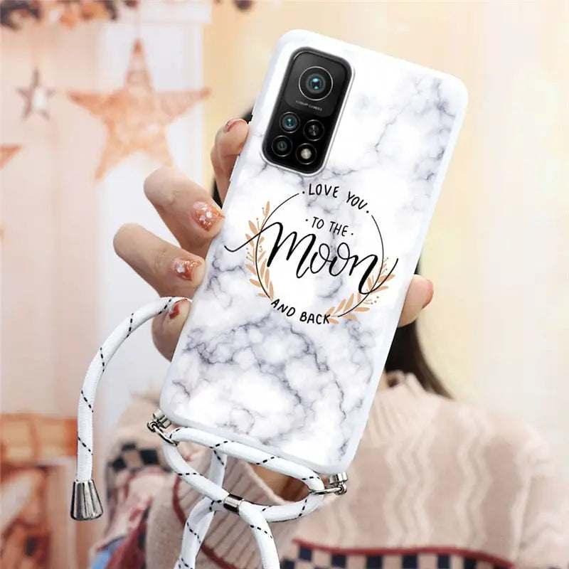 marble phone case with love you to the moon and back