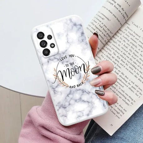 marble phone case with i love you to the moon and back