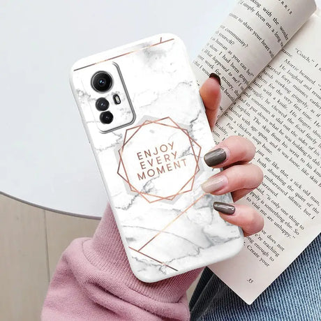 Marble phone case with rose gold foil