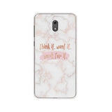 the pink marble phone case is shown with the quote think what it is