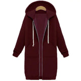 a maroon hoodedie jacket with a zipper