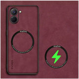 Maroon MagSafe compatible phone case.