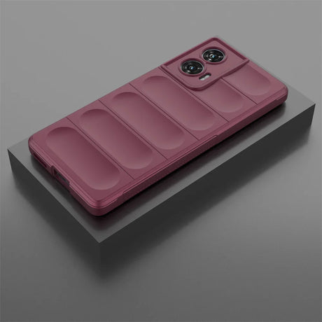 Maroon phone case with padded design.