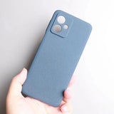 Matte blue silicone phone case with camera cutouts