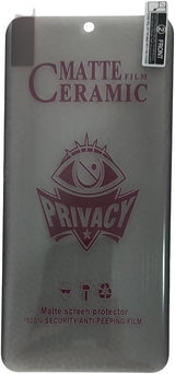 A matte ceramic privacy screen protector for a mobile device.