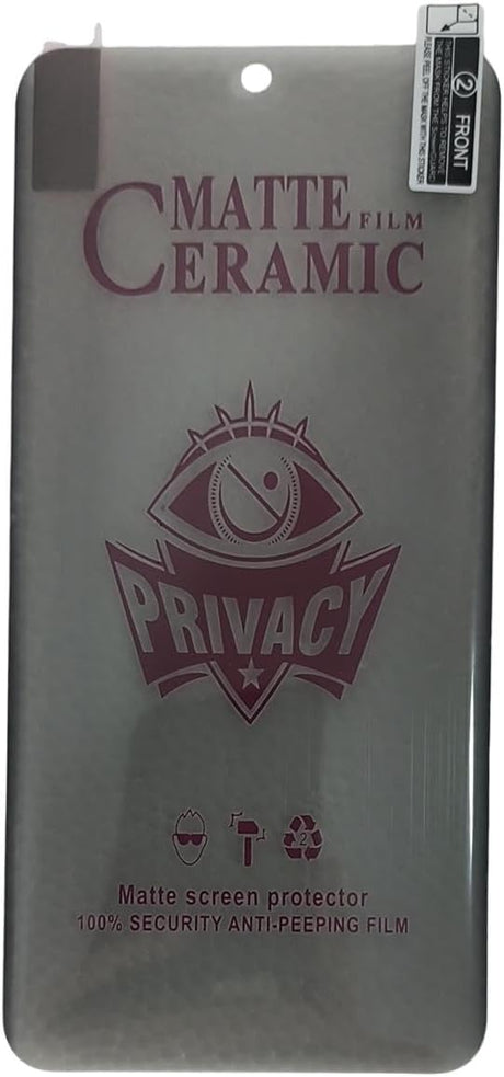 A matte ceramic privacy screen protector for a mobile device.