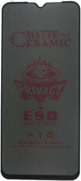 A matte ceramic privacy screen protector for a smartphone.