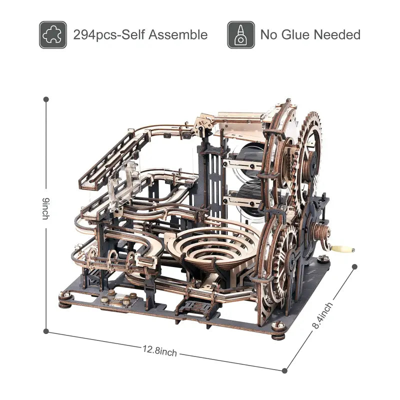 a close up of a model of a machine with gears and wheels