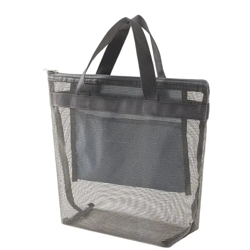 a mesh bag with a zipper closure