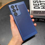 the case is made from a blue plastic material