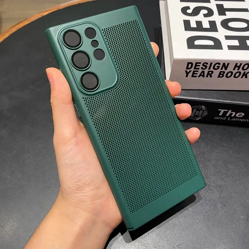 the case is made from a green plastic material