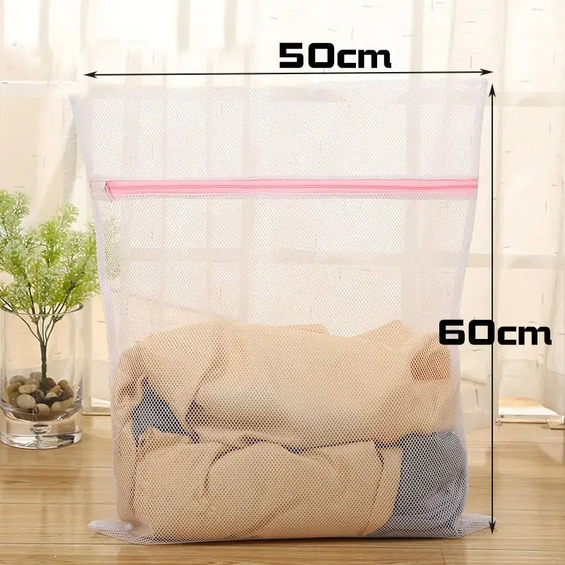 a mesh bag with a zipper closure