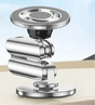 Metallic magnetic phone mount with adjustable ball joint for positioning.