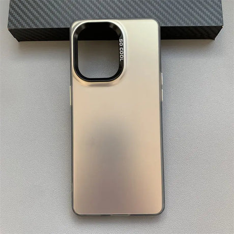 Metallic smartphone case with a prominent camera cutout.