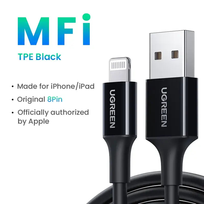 the mfi cable is shown with the logo on it
