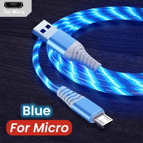 a close up of a blue cable connected to a micro usb cable