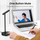 Microphone with a one-button mute feature for isolating sound during online meetings or classes.