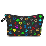 colorful paw print makeup bag