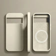 Minimalist concrete smartphone or mobile device concept with a circular design element.