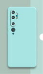 Mint green smartphone with four rear cameras arranged vertically.