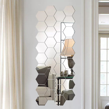 a mirror with a hexagon pattern on it