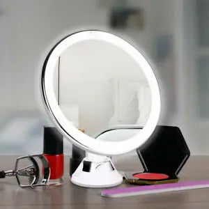 a mirror with a light on it