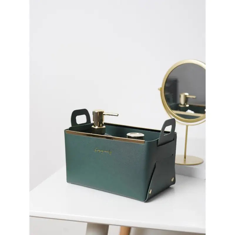 the green leather vanity bag