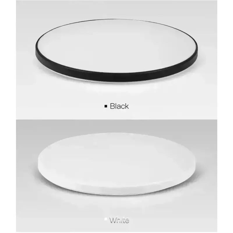 a white plate with black and white trim