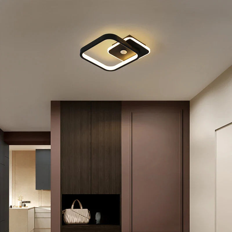 a modern ceiling light in a living room