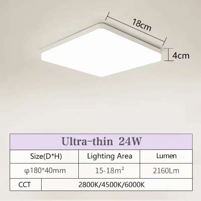 led ceiling light, square shape, white, 12w