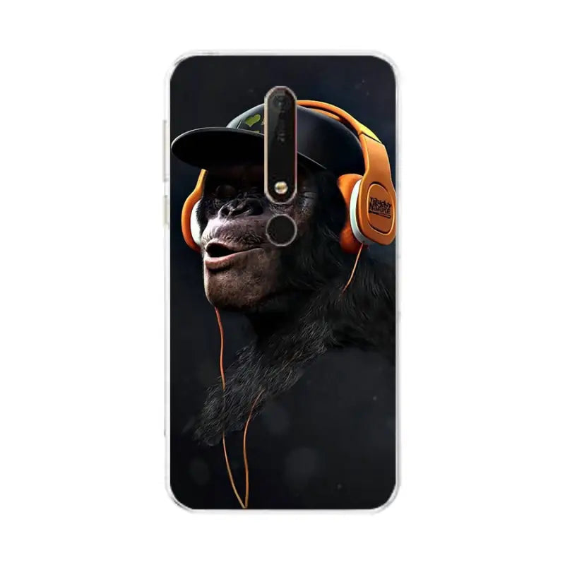 monkey with headphones phone case