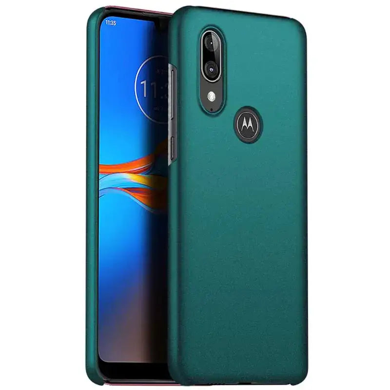 the back of a motorola moto g7 with a green case