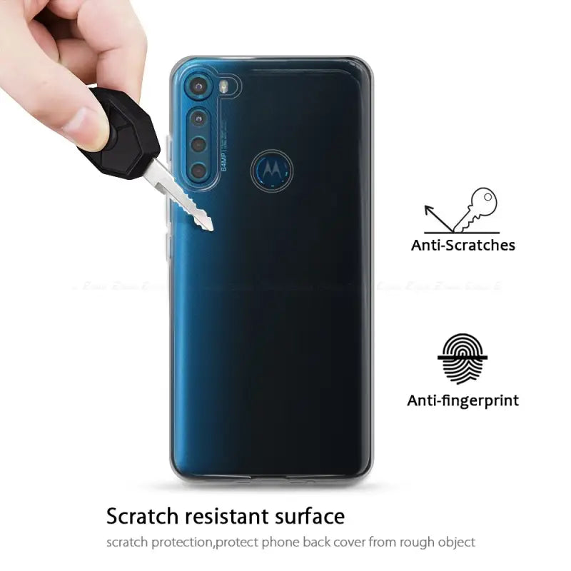 the back of a smartphone with a finger grip