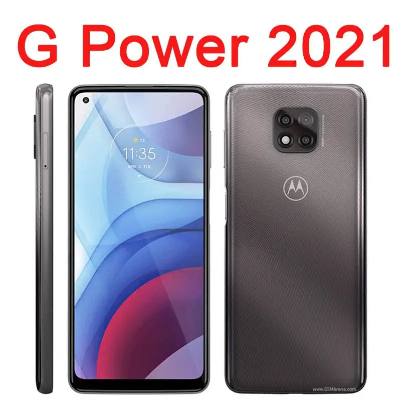 the motorola g power 2021 smartphone is shown in this image