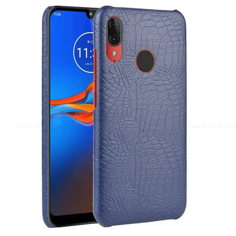 The back of the motorola z2 smartphone case in blue