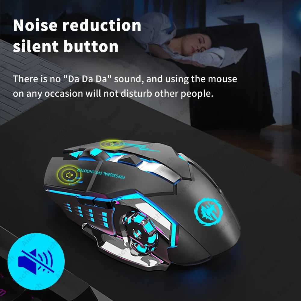 Wireless Bluetooth 2.4GHz Gaming Mouse - 2000Dpi Rechargeable Ergonomic Mouse For Laptop & PC Computer Gamer