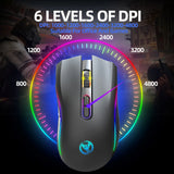 T69 Wireless 2.4Ghz Gaming Mouse - 4800Dpi Rechargeable Ergonomic Mouse For Laptop & PC Computer Gamer