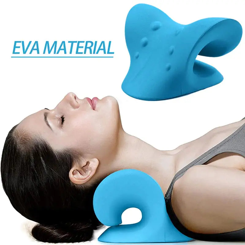 a woman laying down with a blue vibrating device