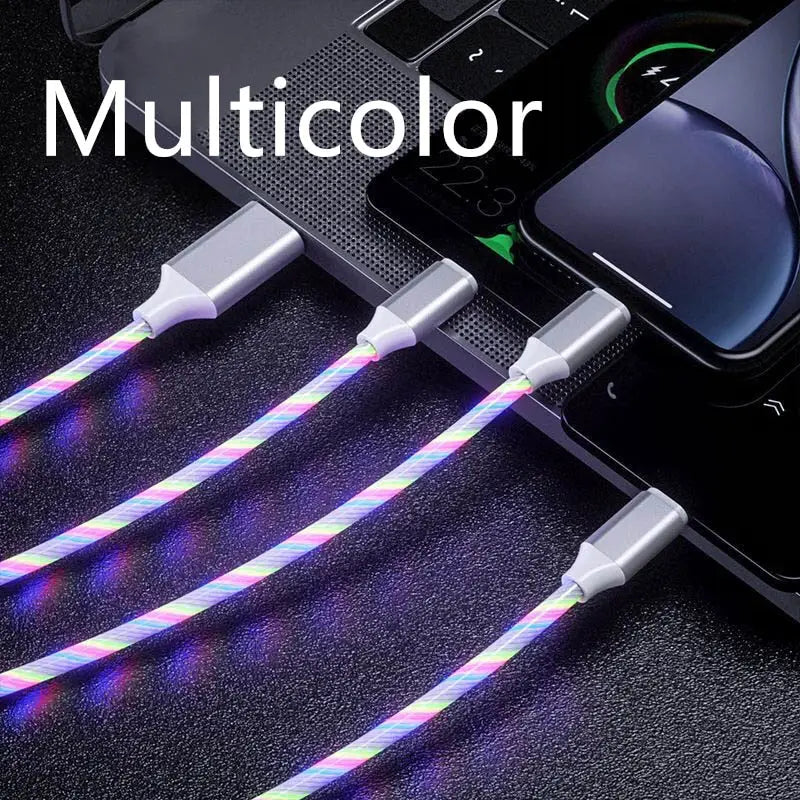 a pair of usb cable with colorful leds