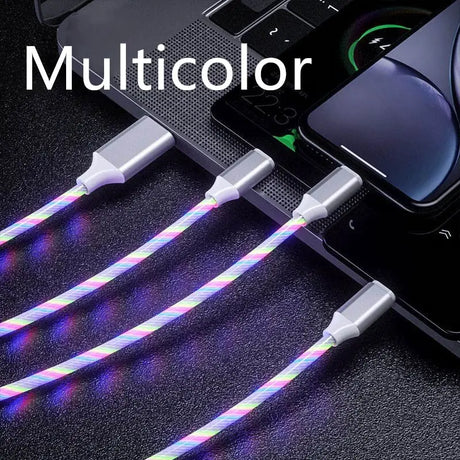 a pair of usb cable with colorful leds