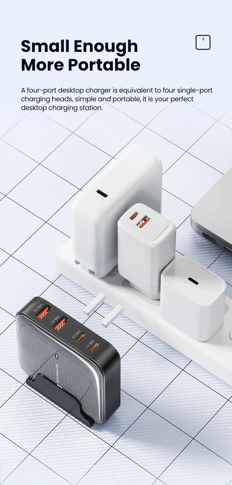 Multi-port desktop charging station with both white and black color options.