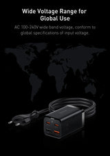 Multi-port USB charger with attached power cord.