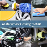 a col of images showing how to clean a car