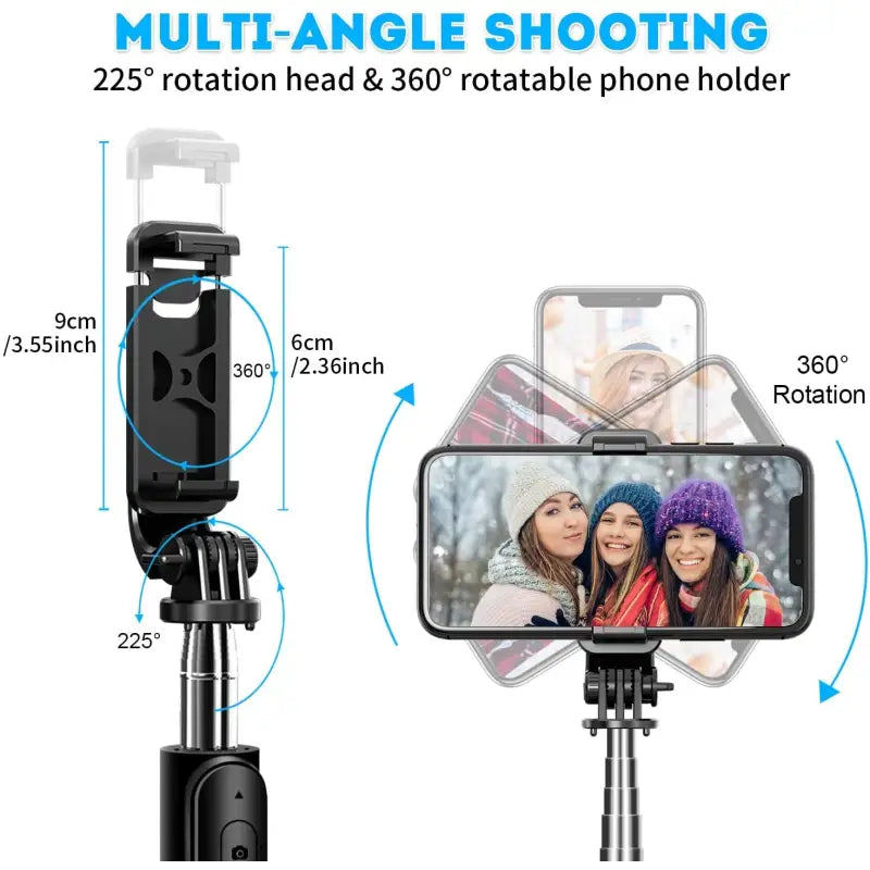 a picture of a phone holder with a selfie stick attached to it
