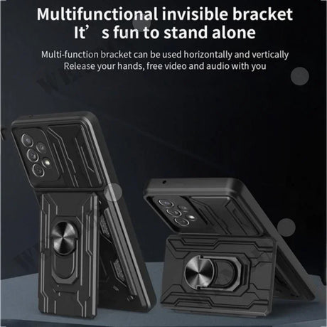 Multifunctional invisible bracket for smartphones that can be used horizontally and vertically.