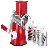 a red and white juicer with a red handle